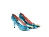 Loraine model shoe, made in turquoise cobra.