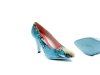 Loraine model shoe, made in turquoise cobra.